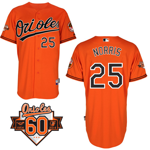 Bud Norris #25 MLB Jersey-Baltimore Orioles Men's Authentic Alternate Orange Cool Base Baseball Jersey